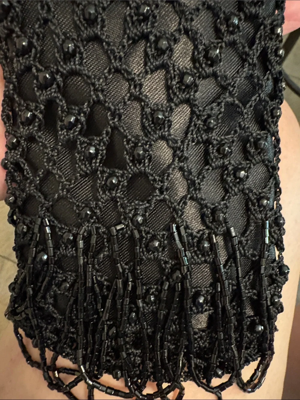 Black Crochet Fringe Crossbody Bag